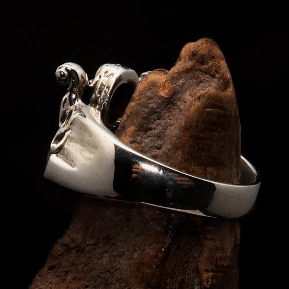 Men's Outlaw Ring Biker on Chopper - antiqued Sterling Silver-4